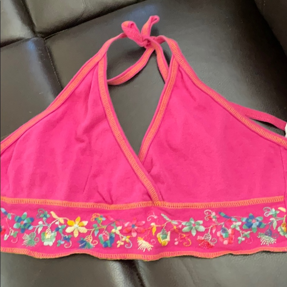 California blue pink floral crop top